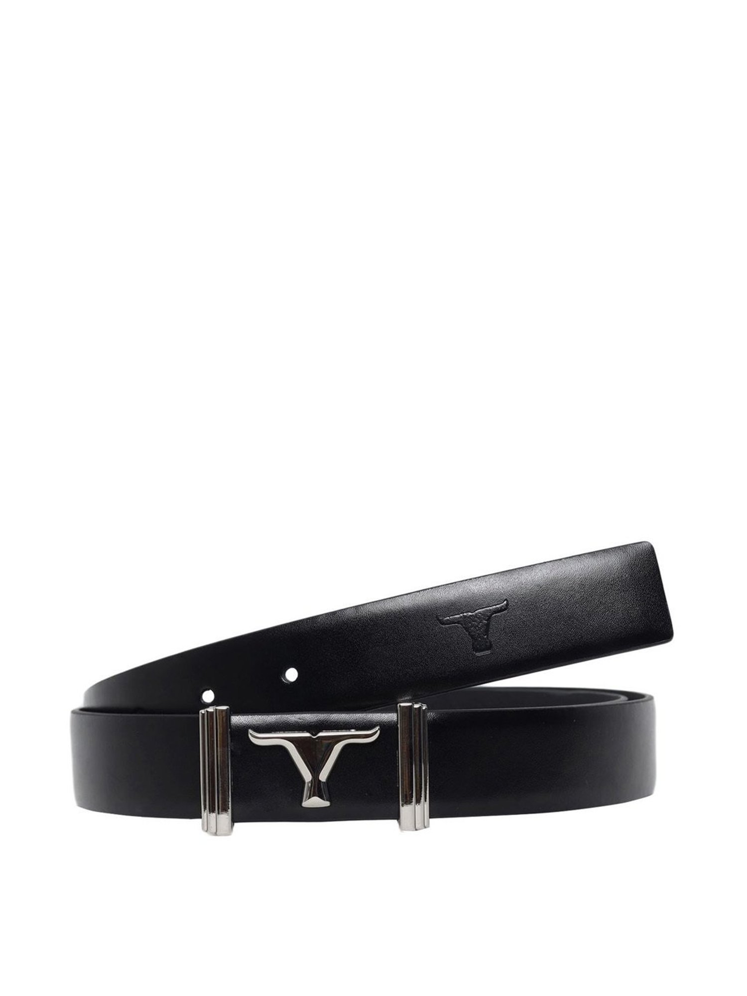 Bulchee Black Leather Solid Waist Belt
