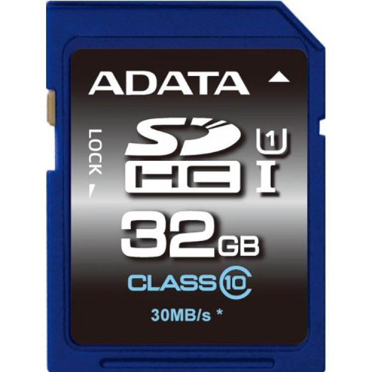 ADATA 32GB Premier SDHC Class 10 UHS-1 30MB/S Memory Card. Model ASDH32GUICL10-R