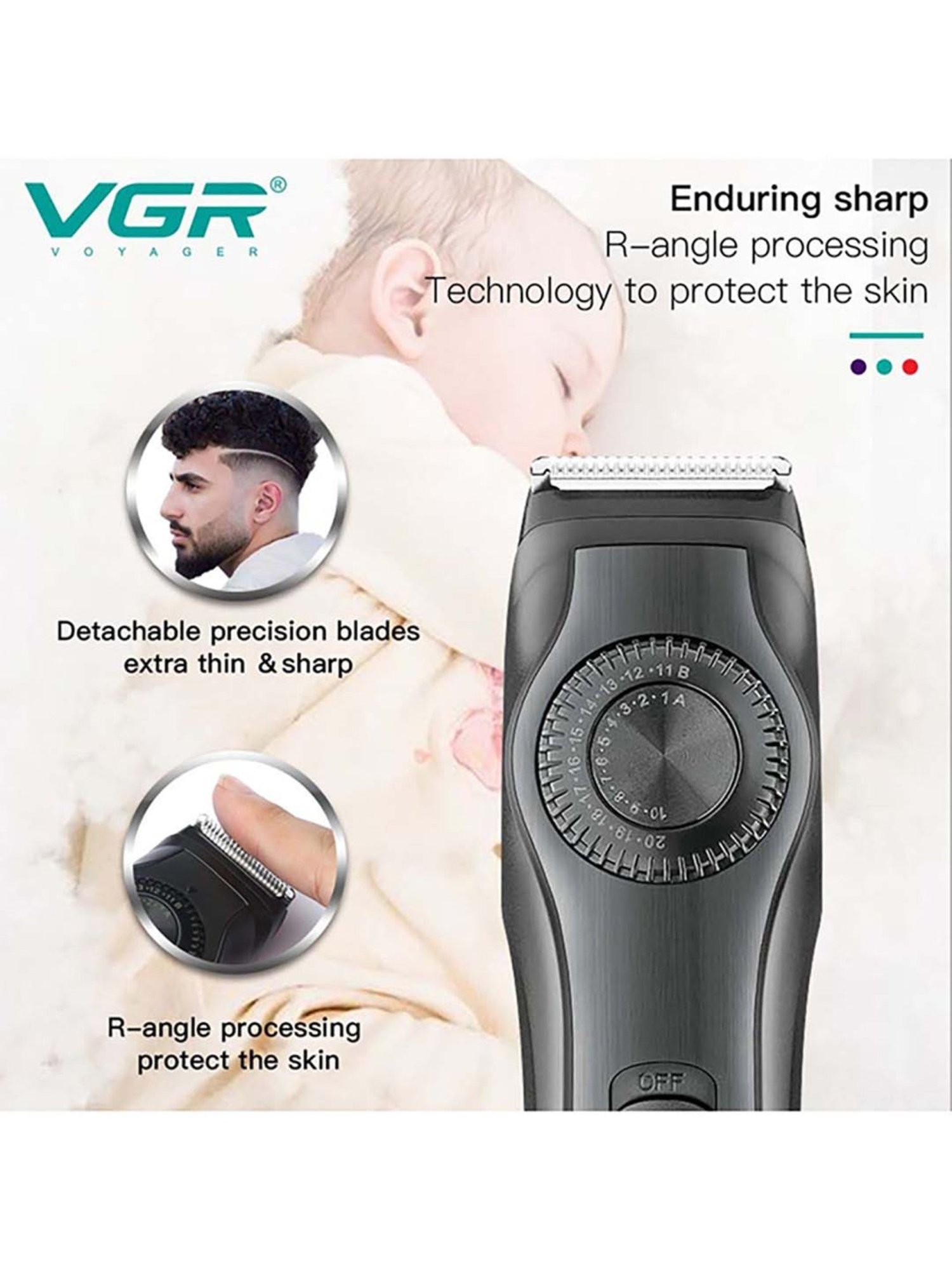 VGR V-028B Professional Corded and Cordless Hair Trimmer - 90 min Runtime (Black)