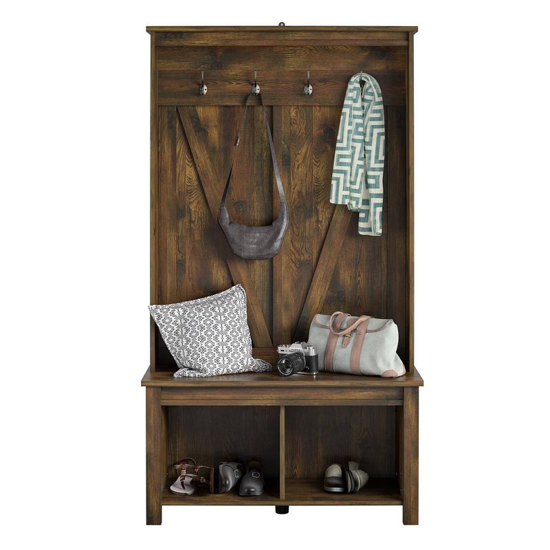 Brookside Entryway Hall Tree Bench Rustic - Room & Joy