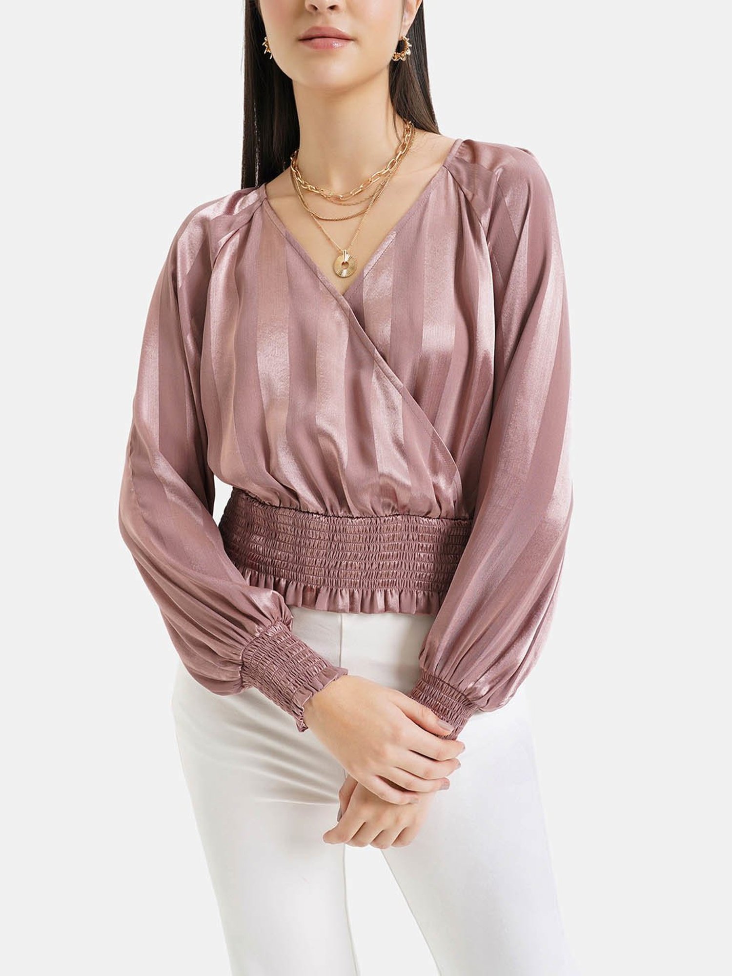 Kazo Pink Stripes Wrap Top