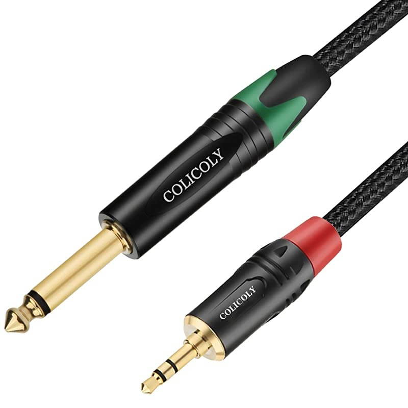 14 Mono to 35mm Stereo Cable 14 inch TS Mono to 18 inch TRS Stereo Interconnect Audio Adapter Cord 10ft