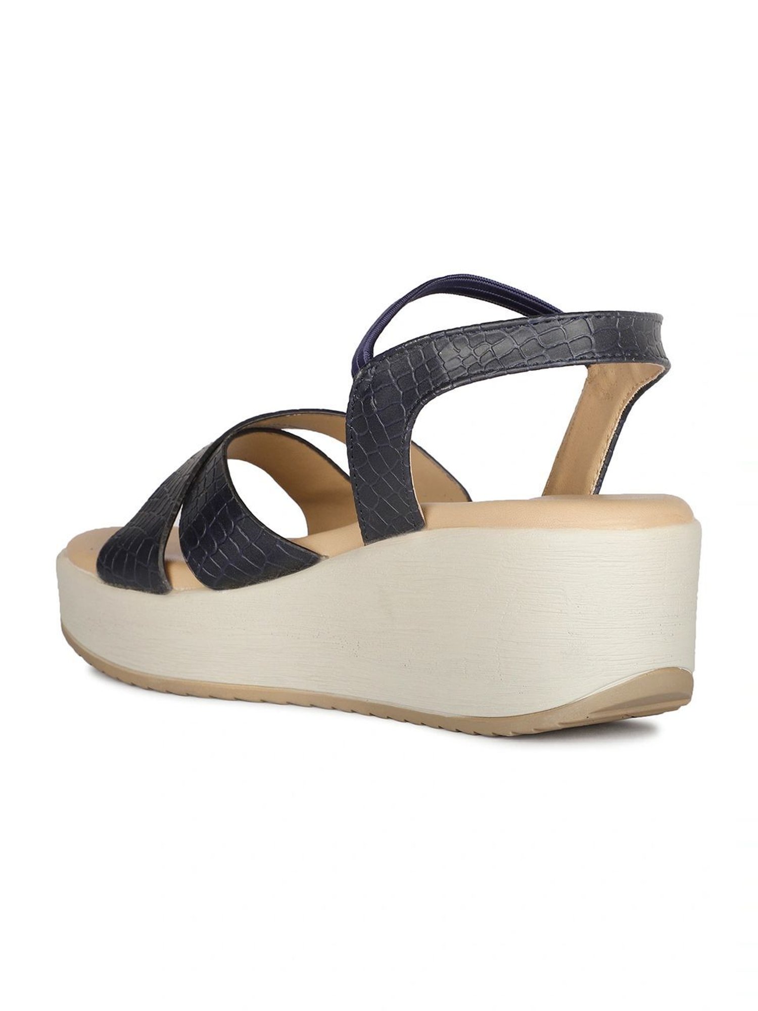 Bata Women's Xiomara Navy Cross Strap Wedges