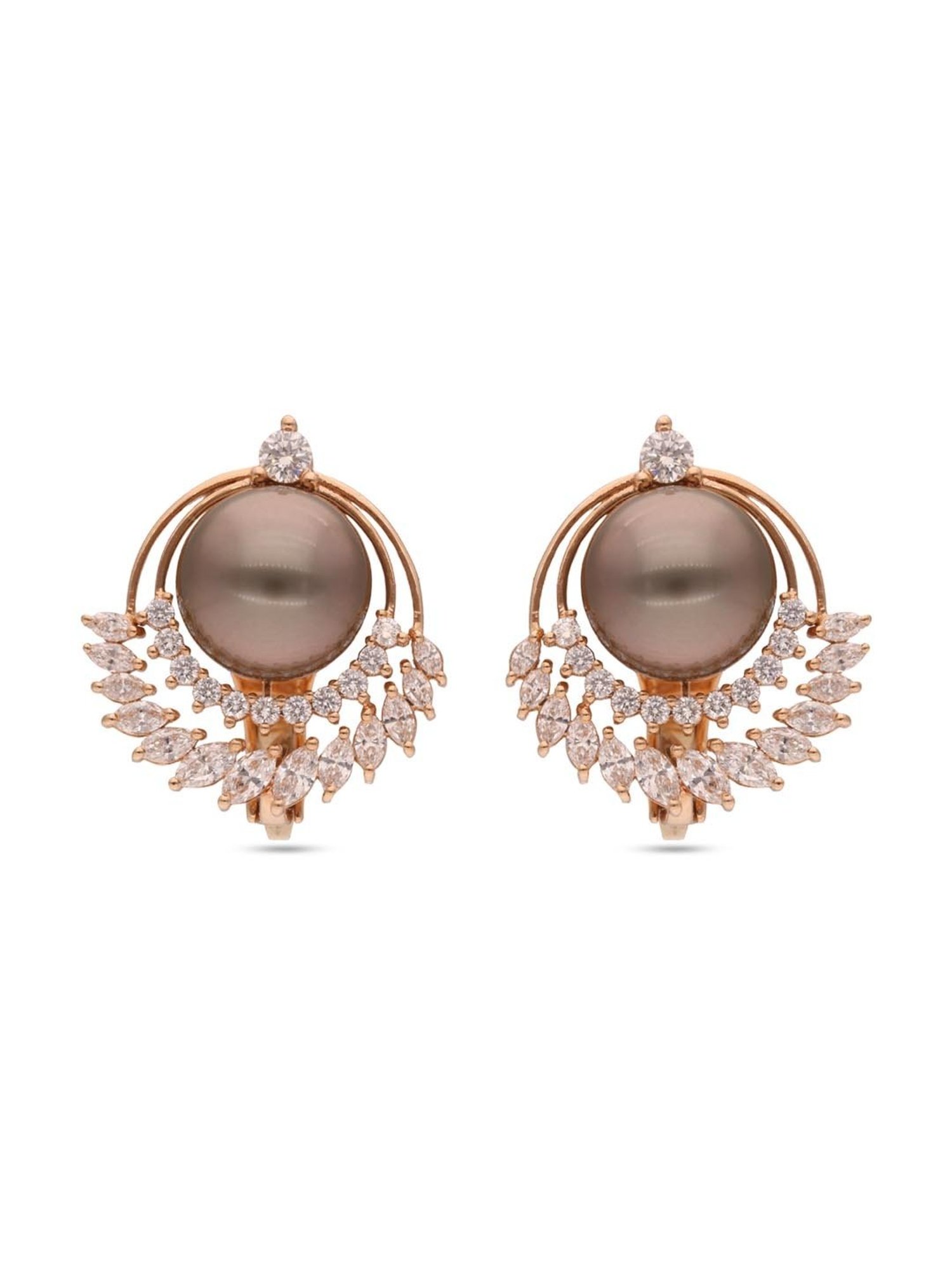 CKC 18k Gold & Diamond Earrings with Pearls for Women