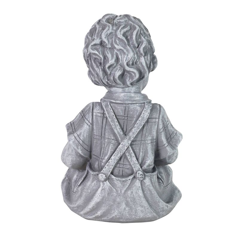 10.24" Resin Boy with Puppy Statue Gray - Exhart