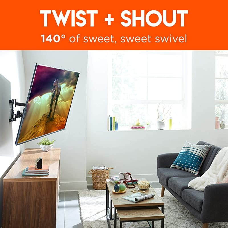 Swivel Articulating TV Wall Mount Bracket for TVs Up to 82" - Full Motion Extension & Tilt - Wall Template for Easy Install - Centers & Levels After Mounting Plus Hides Your Cables