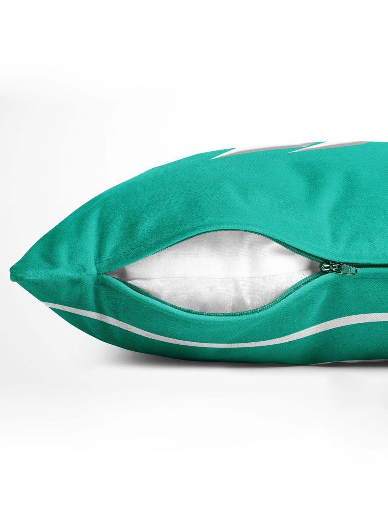 Nautica Logo Stripe Beige & Mint Microfibre 300 GSM Premium Cushion Covers - Set of 2