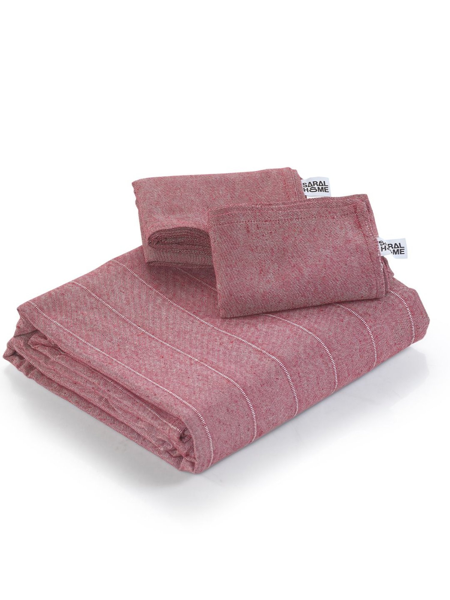 Saral Home Abstract Maroon 155 TC Cotton King Sized Bed Sheet with 2 Pillow Covers