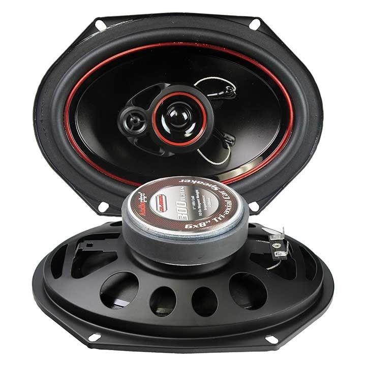Audiopipe CSL6803R 6 x 8 in. Redline Speaker 3-Way PP Electroplate Cone - 300W