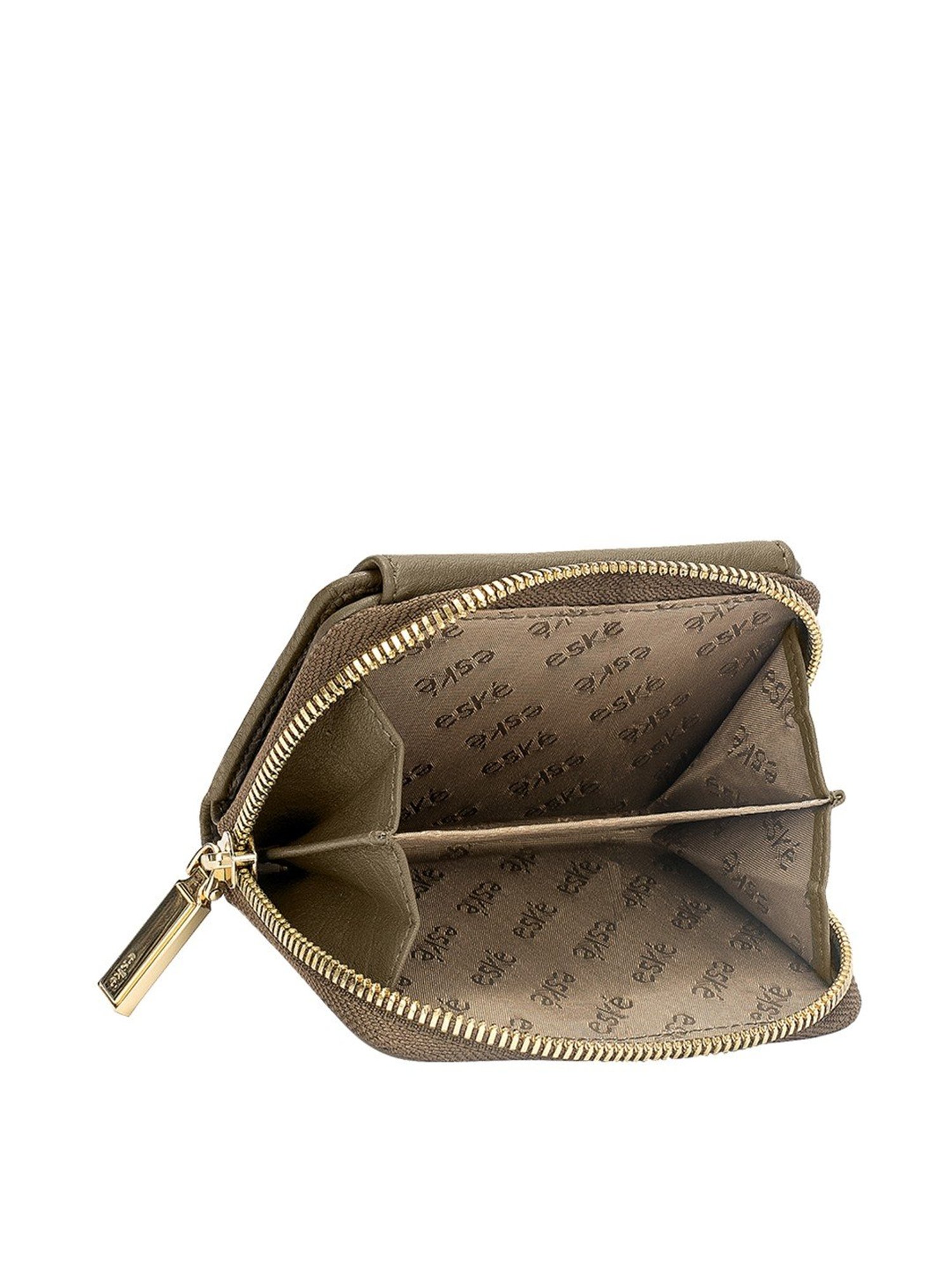 Eske Isa Taupe Solid Zip Around Wallet for Women