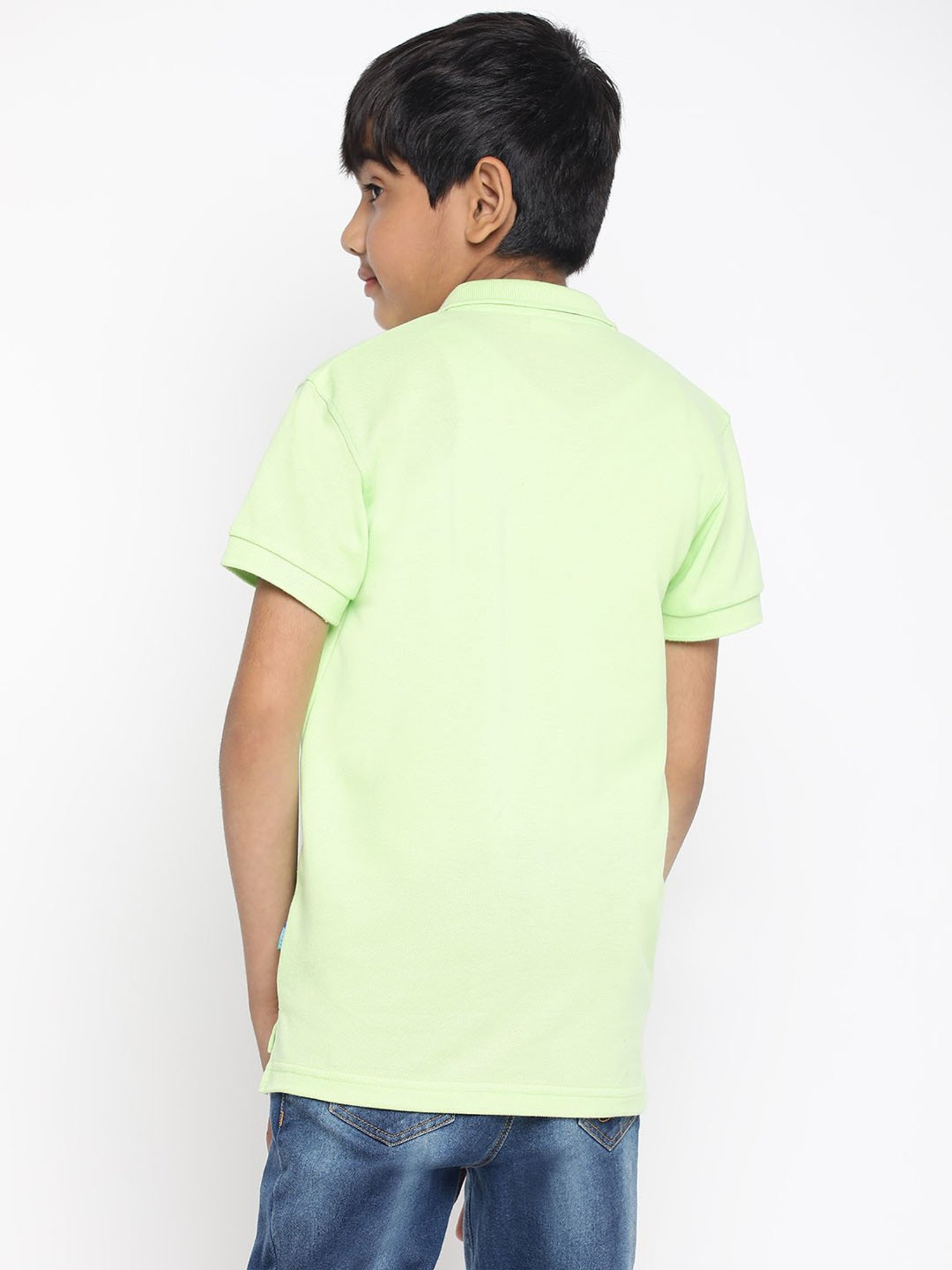 Lil Tomatoes Boys Green Solid Polo T-Shirt