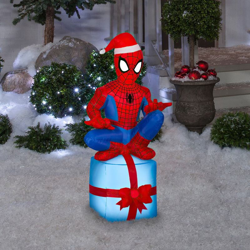 Gemmy Christmas Airblown Inflatable Mixed Media Gnome w/Curved Hat, 5 ft Tall, Multicolored