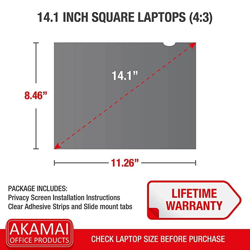 Akamai Computer Privacy Screen 43 Black Security Shield Laptop Monitor Protector UV and Blue Light Filter