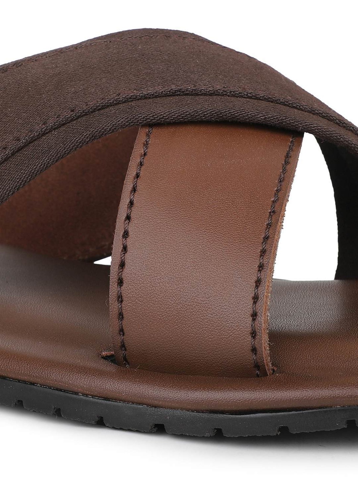 Privo by Inc.5 Men's Brown Cross Strap Sandals