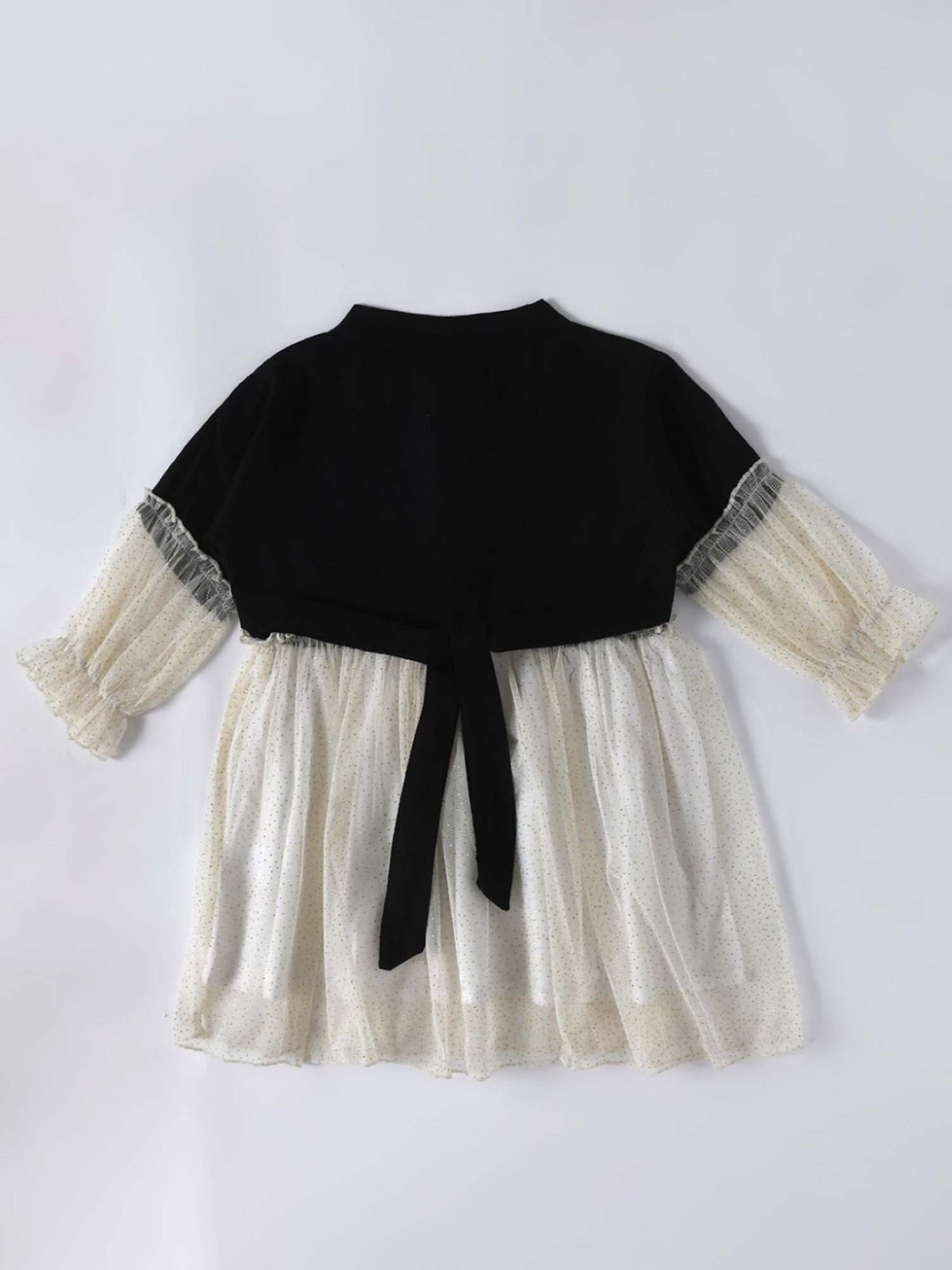 Bella Moda Kids Black & White Embellished Full Sleeves Fit & Flare Dress