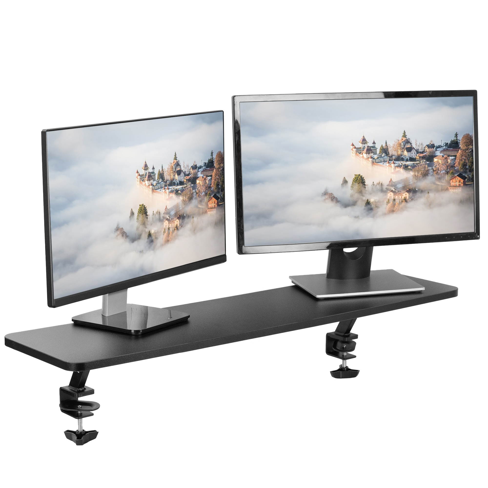 VIVO Black Clamp-on Large 40" Ergonomic Desk Shelf | Dual Monitor Laptop Riser Desk Organizer (STAND-SHELF40B)