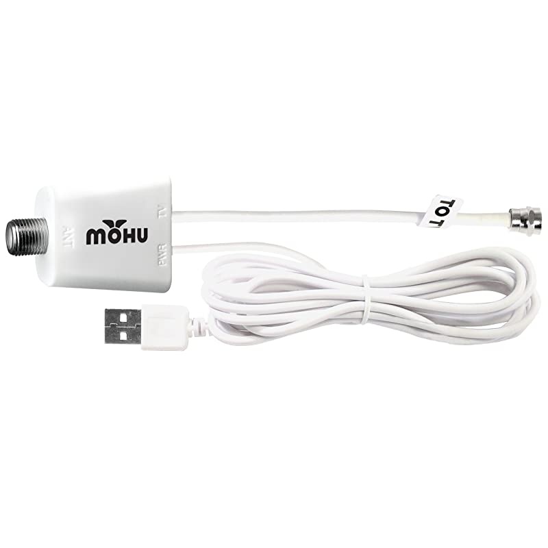 Curve 50 Indoor Amplified TV Antenna, 50-Mile Range, UHF/VHF Multi-directional, 10 ft. Detachable Coaxial Cable, Modern Design with Base Stand, 15dB Amplifier, 4K-Ready HDTV, MH-110959