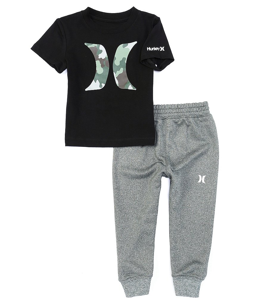 Hurley Baby Boys 12-24 Months Long-Sleeve Camo Logo Graphic Tee & French Terry Pant Set