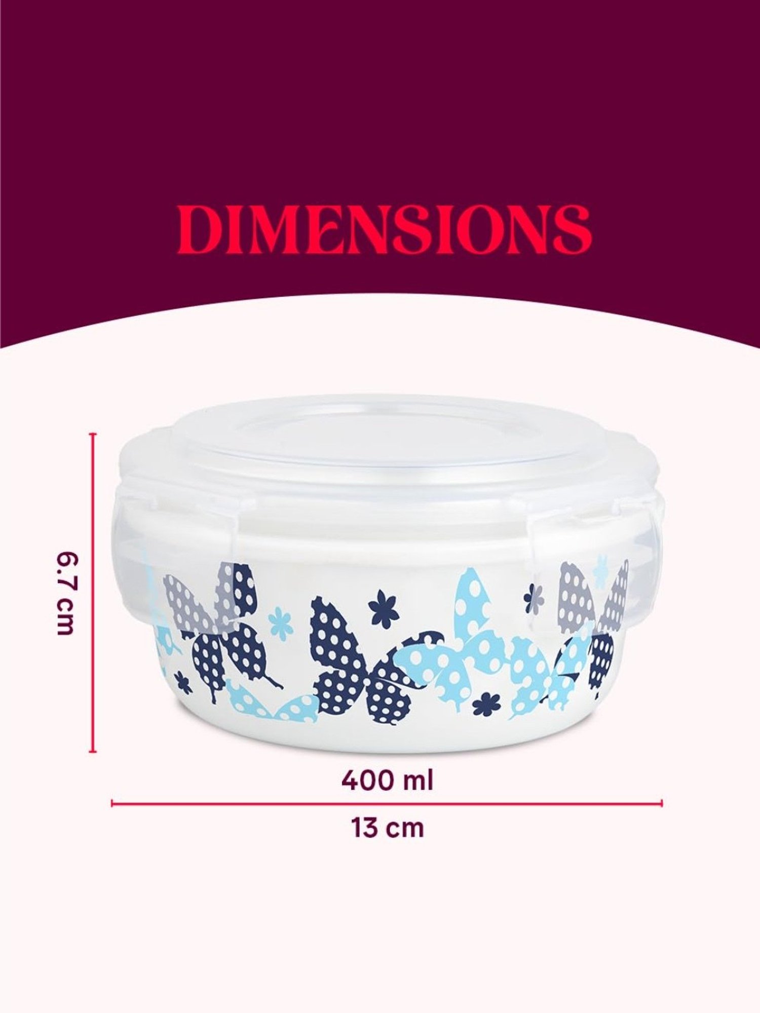 Larah by Borosil Blue Opalware Lunch Box with Lunch Bag