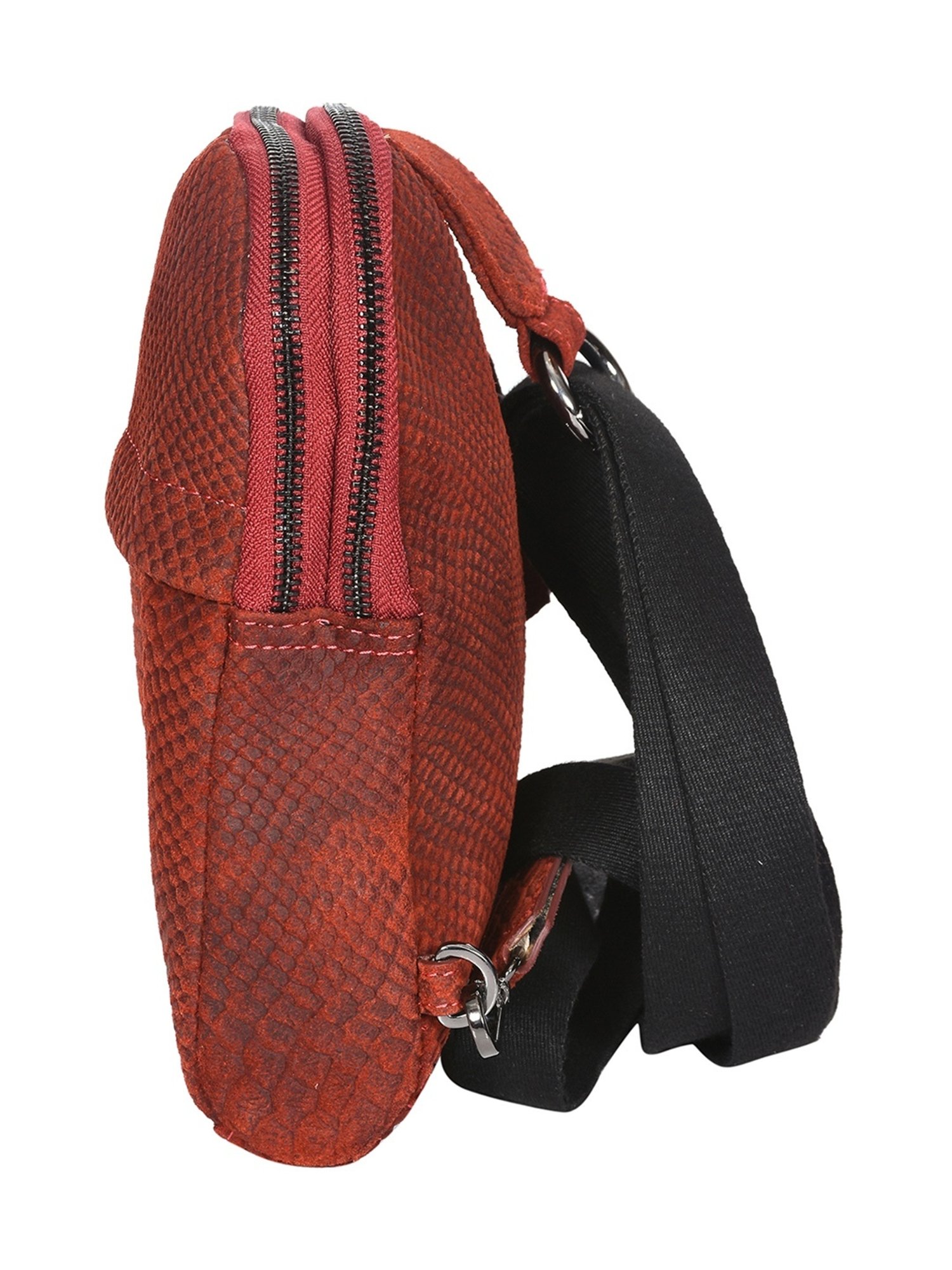 SASSORA Red MEI Animal Effect Small Leather Backpack