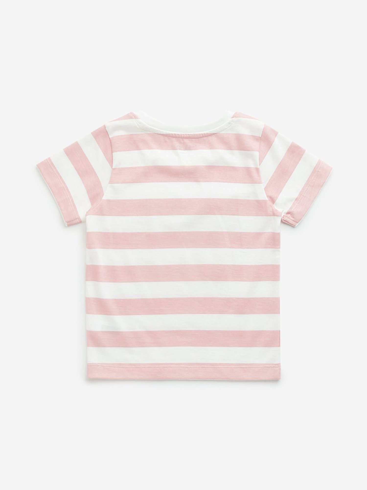 HOP Kids by Westside Pink Striped Design Cotton T-Shirt
