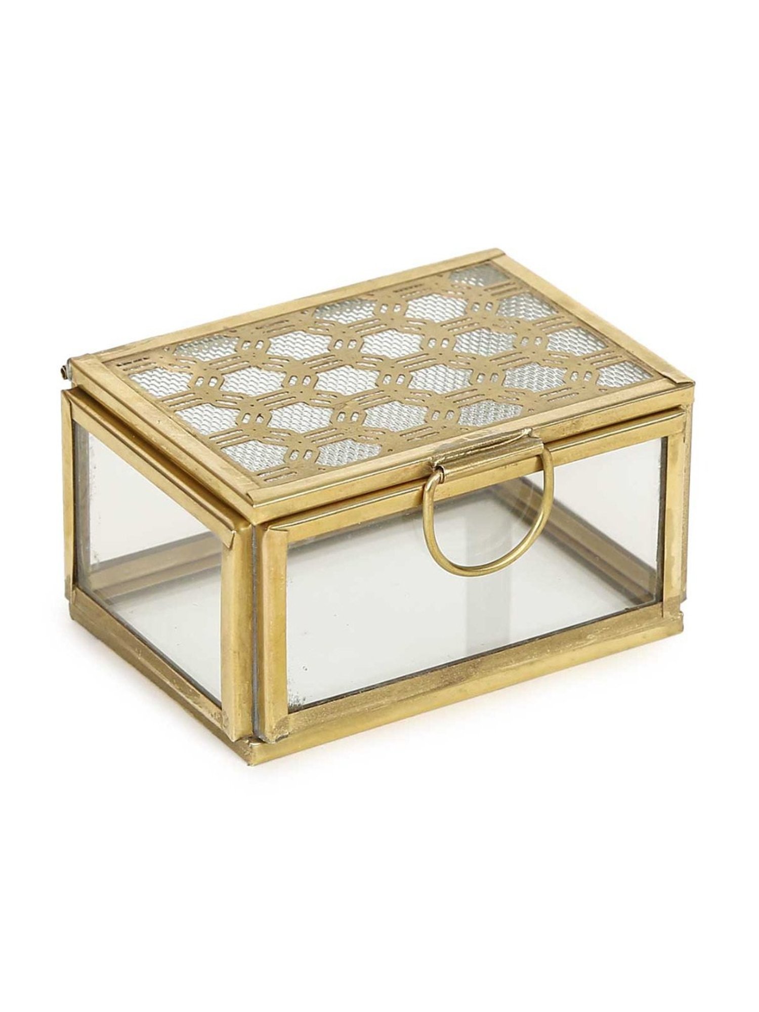Home4U Gold Glass Small Kaori Antique Box