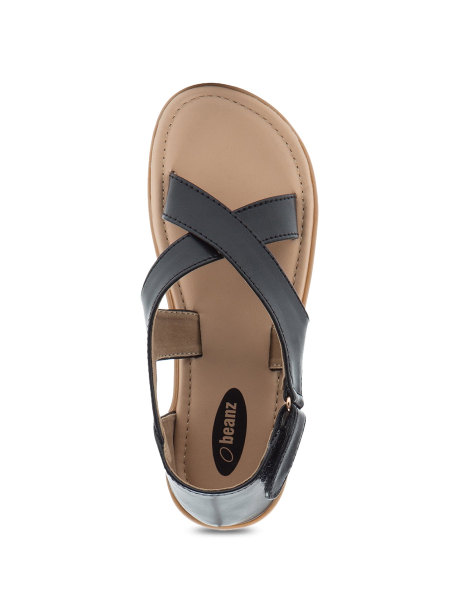 Beanz Kids Kathleen Black Cross Strap Sandals