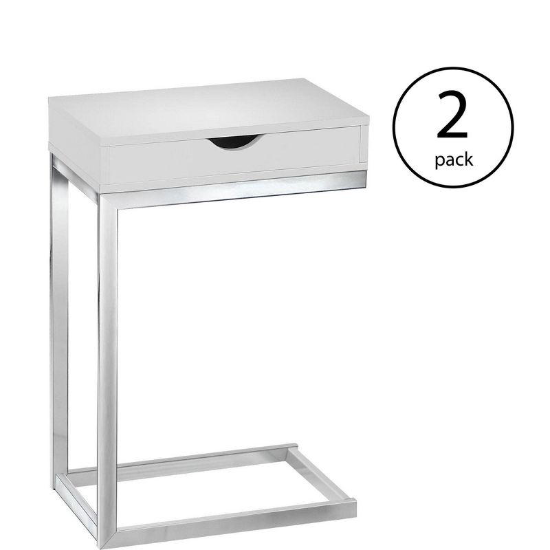 Monarch Specialties Contemporary Accent Side End Table w/ Drawer, White (2 Pack)