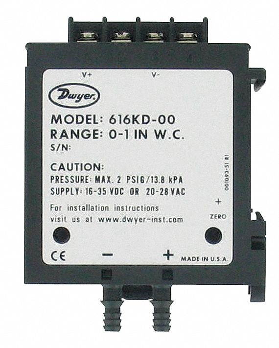 DWYER INSTRUMENTS 616KD-04-V DP Transmitter,0-10 V Out