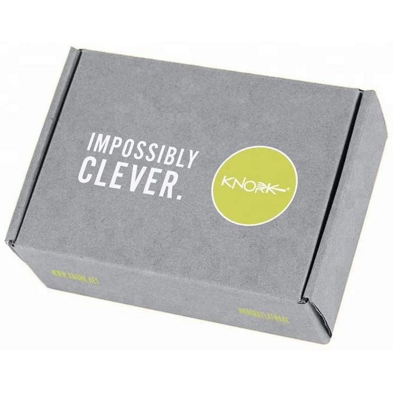 Knork 20 Piece 8mm Thick 18/10 Stainless Steel Dishwasher Safe Flatware Dining Serving Set with Forks, Spoons, and Knives, Brushed Matte Silver