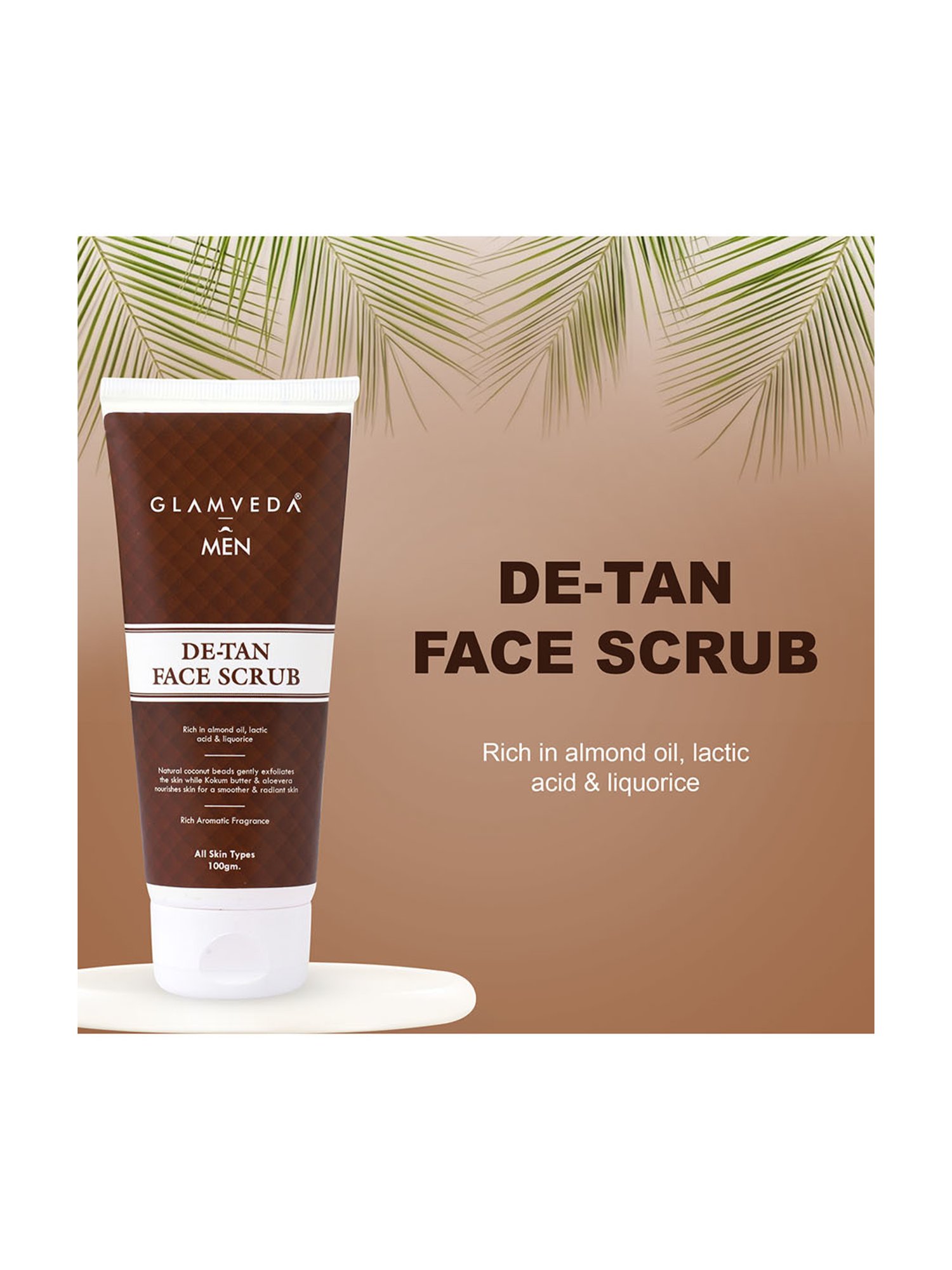 Glamveda Men De Tan Face Scrub - 100 gm