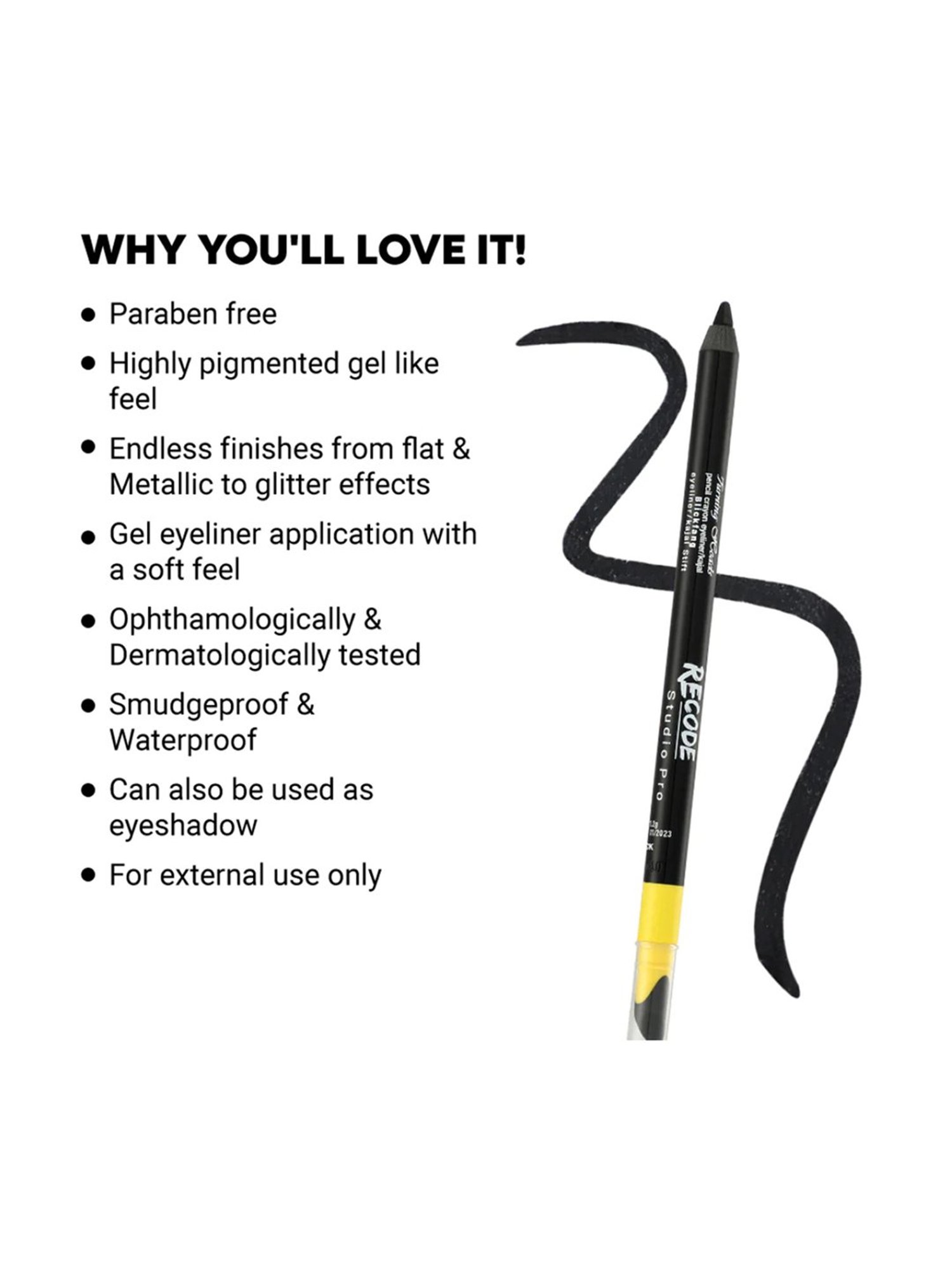 Recode Turning Heads Crayon Eyeliner/Kajal 01 Black - 1.2 gm