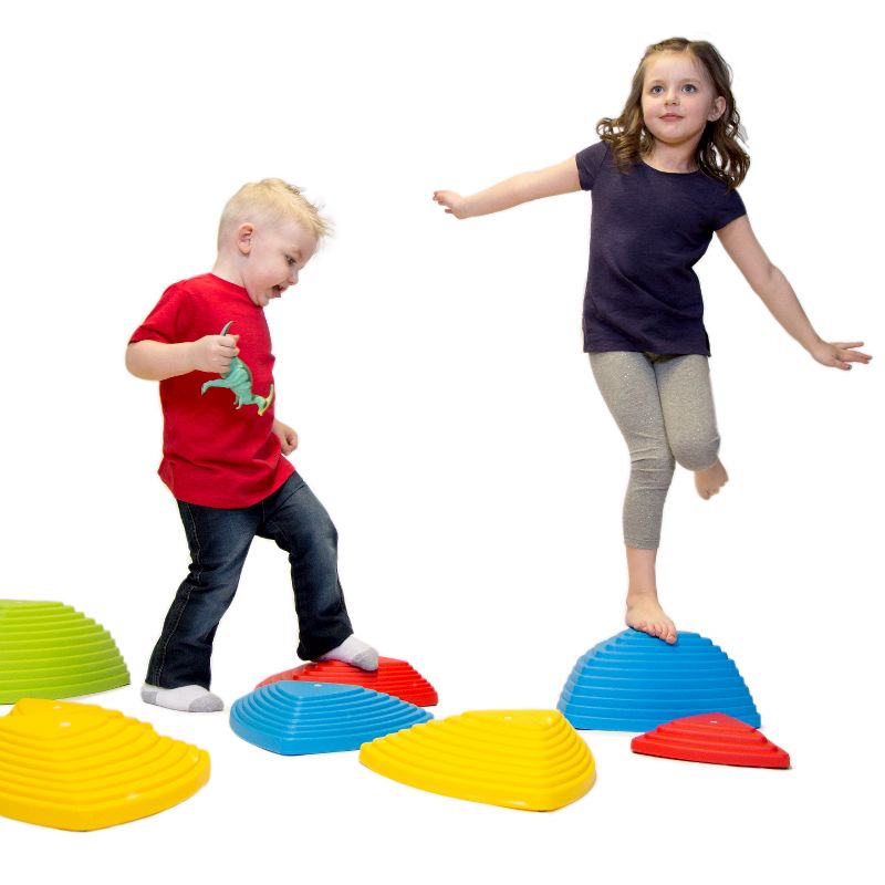 JumpOff Jo Rocksteady Balance Stepping Stones for Kids, Promotes Balance & Coordination, Set of 6 Balance Blocks, Tall Set, Primary Colors