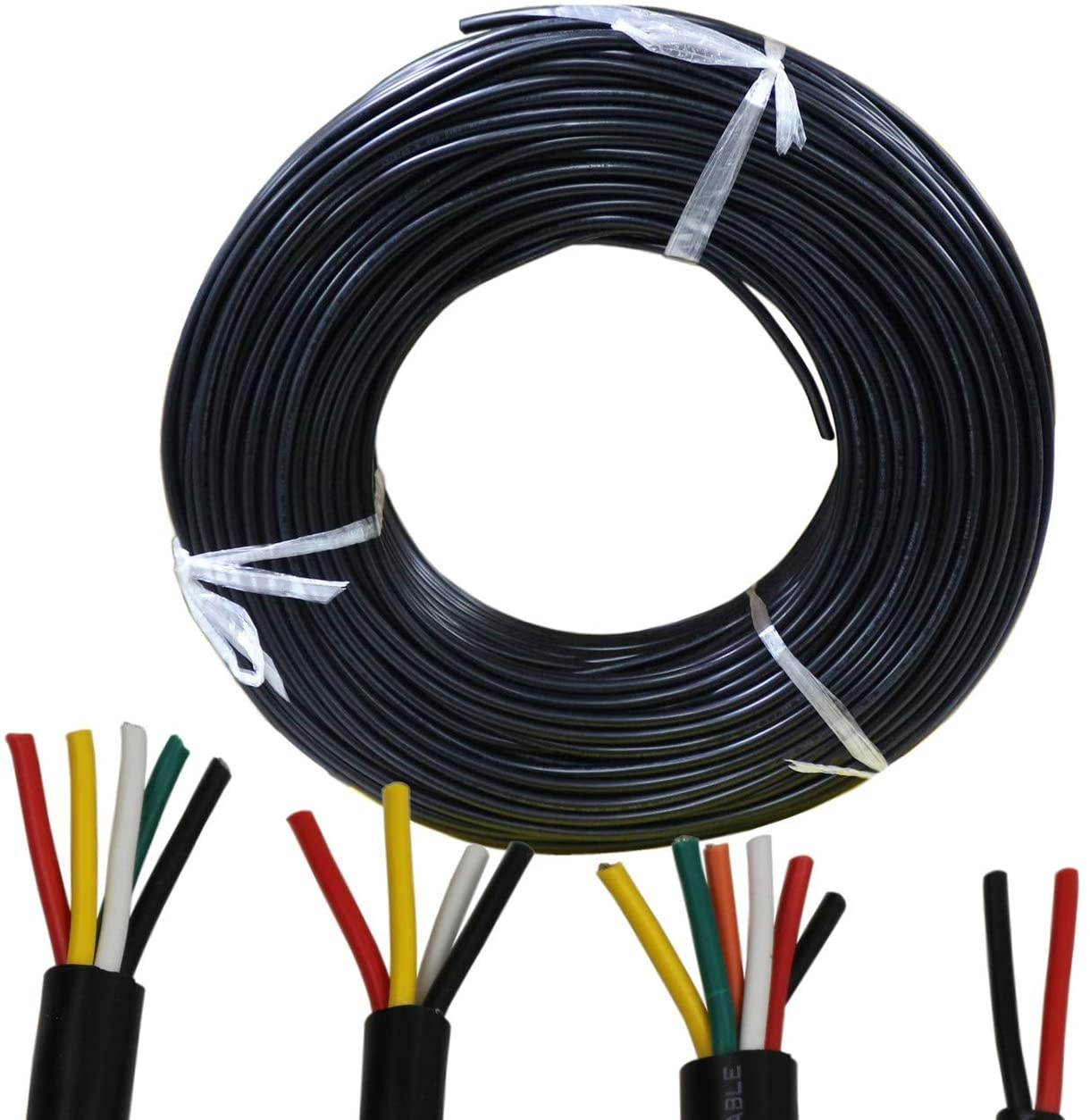 28 gauge 5 conductor wire Audio Power Cable Speaker Wire (Red & Black & yellow & white & green) 25ft