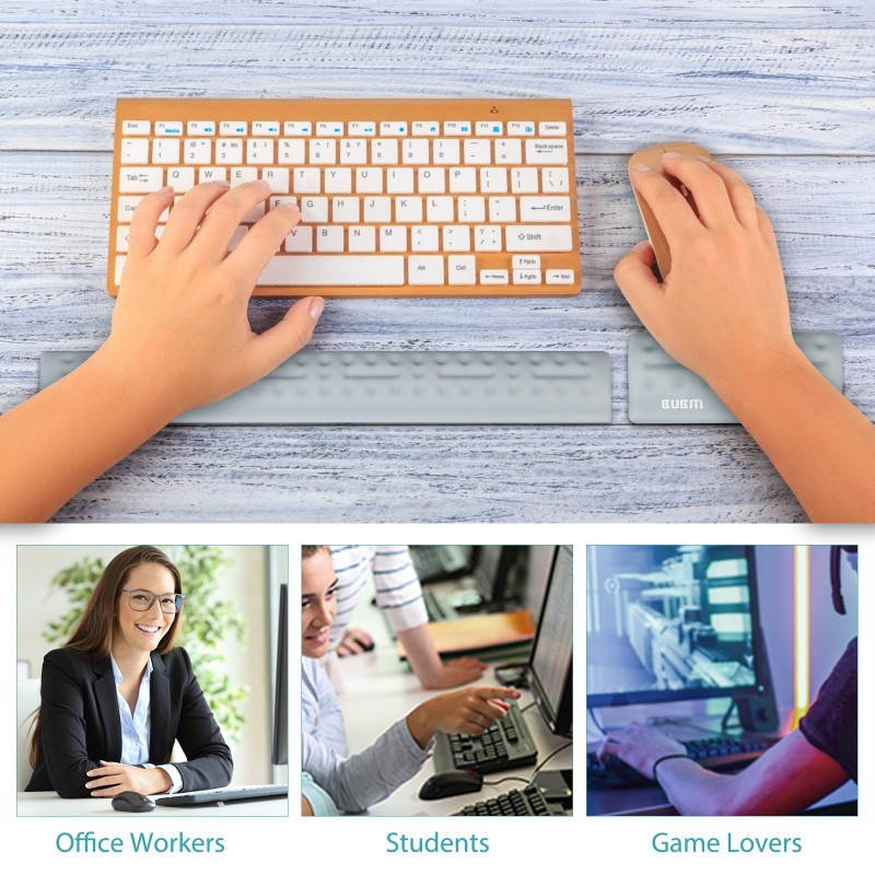 Gel Memory Foam Set Keyboard Wrist Rest Pad, Mouse Wrist Cushion Support for Office, Computer, Laptop, Mac, Comfortable, Lightweight for Easy Typing Pain Relief, Gray