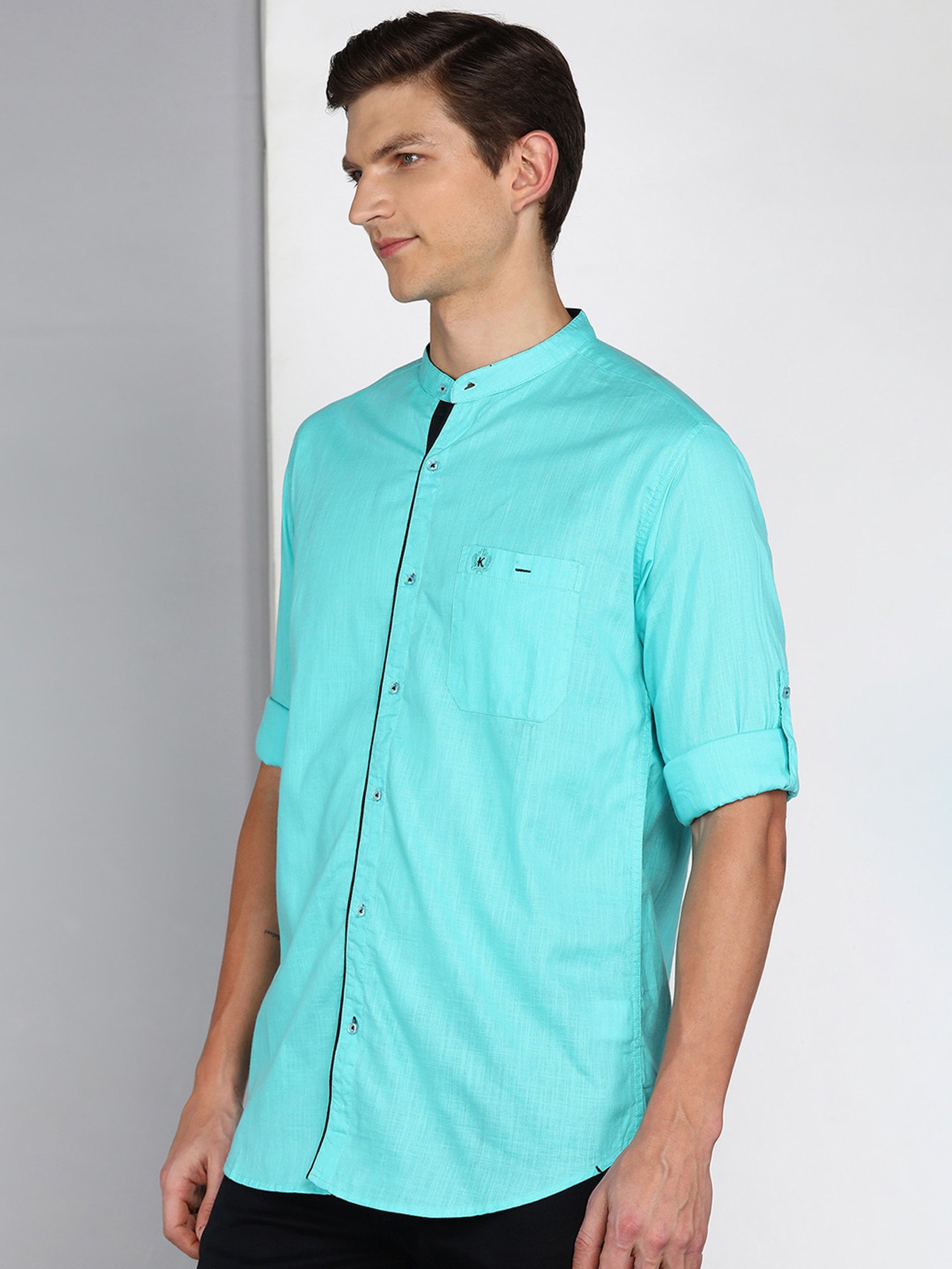 Kuons Avenue Turquoise Slim Fit Shirt