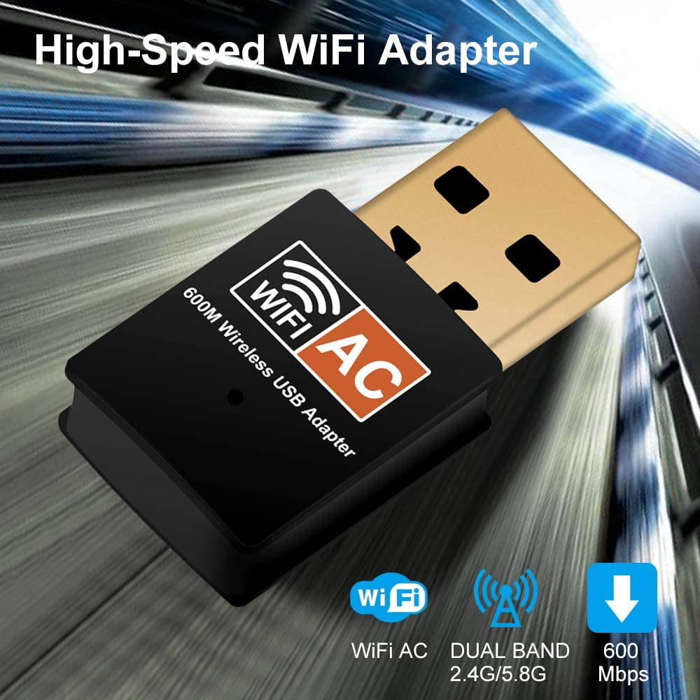USB WiFi Adapter,AC600Mbps WiFi Dongle Dual Band 2.4G/5G Mini WiFi Wireless Network Card for Desktop Laptop PC Support Windows XP Vista/7/8/8.1/10