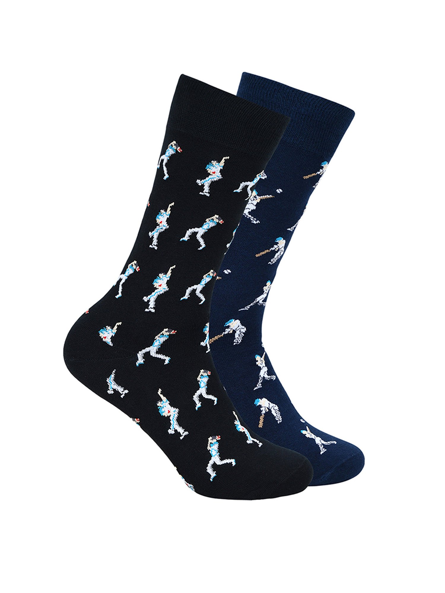 BALENZIA Black & Navy Printed Socks - Pack of 2