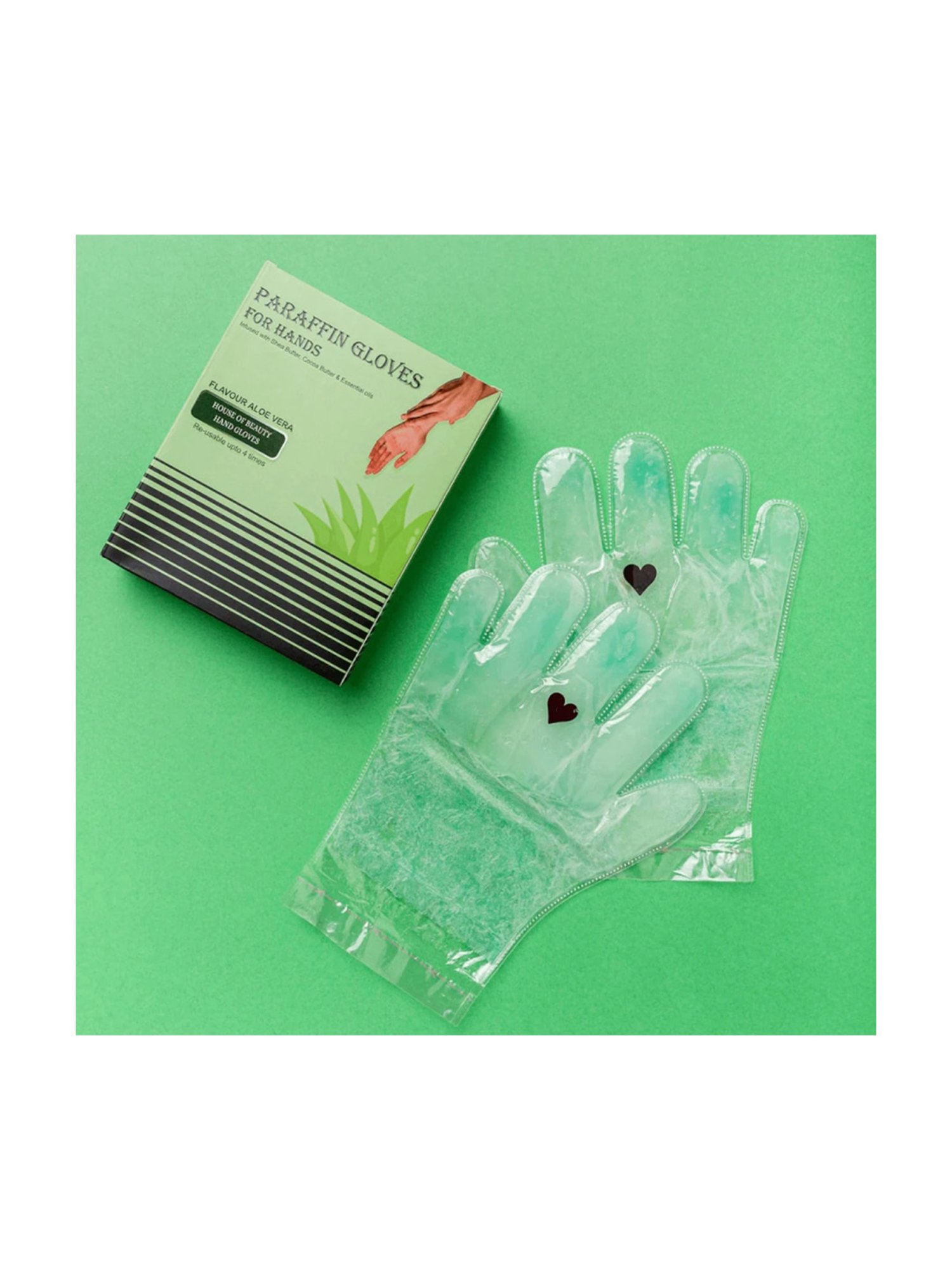 House of Beauty Aloe Vera Paraffin Hand Gloves - 1 Pair - 4 Times Reusable - 225 gm