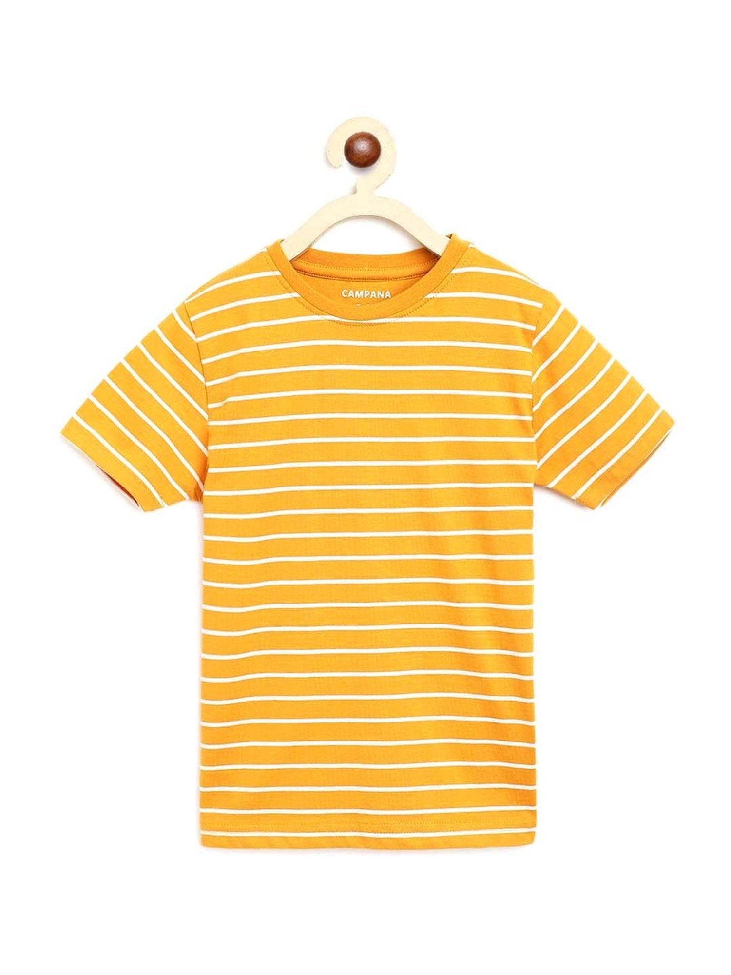 Campana Boys Blue & Yellow Cotton Striped T-Shirt