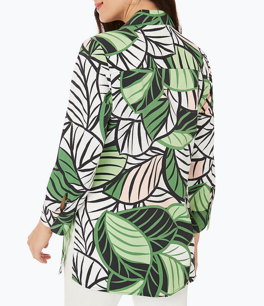 Eva Varro Animal Print Knit Jersey 3/4 Slit Sleeve Tunic