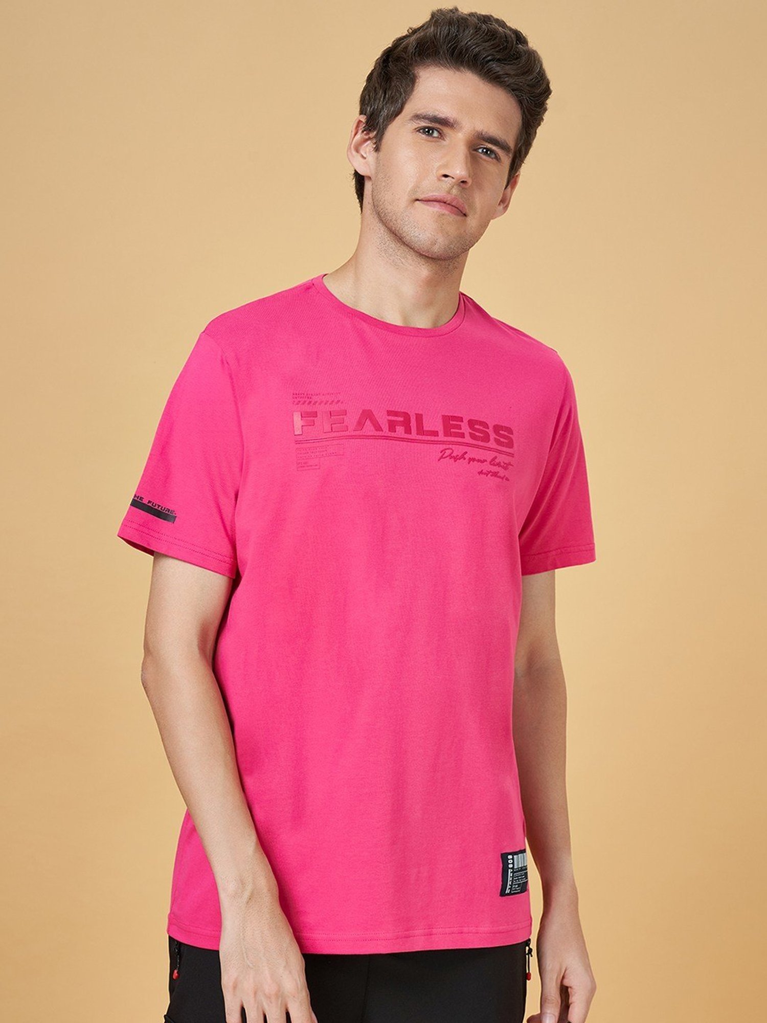Street 808 By Pantaloons Pink Cotton Regular Fit Printed T-Shirt