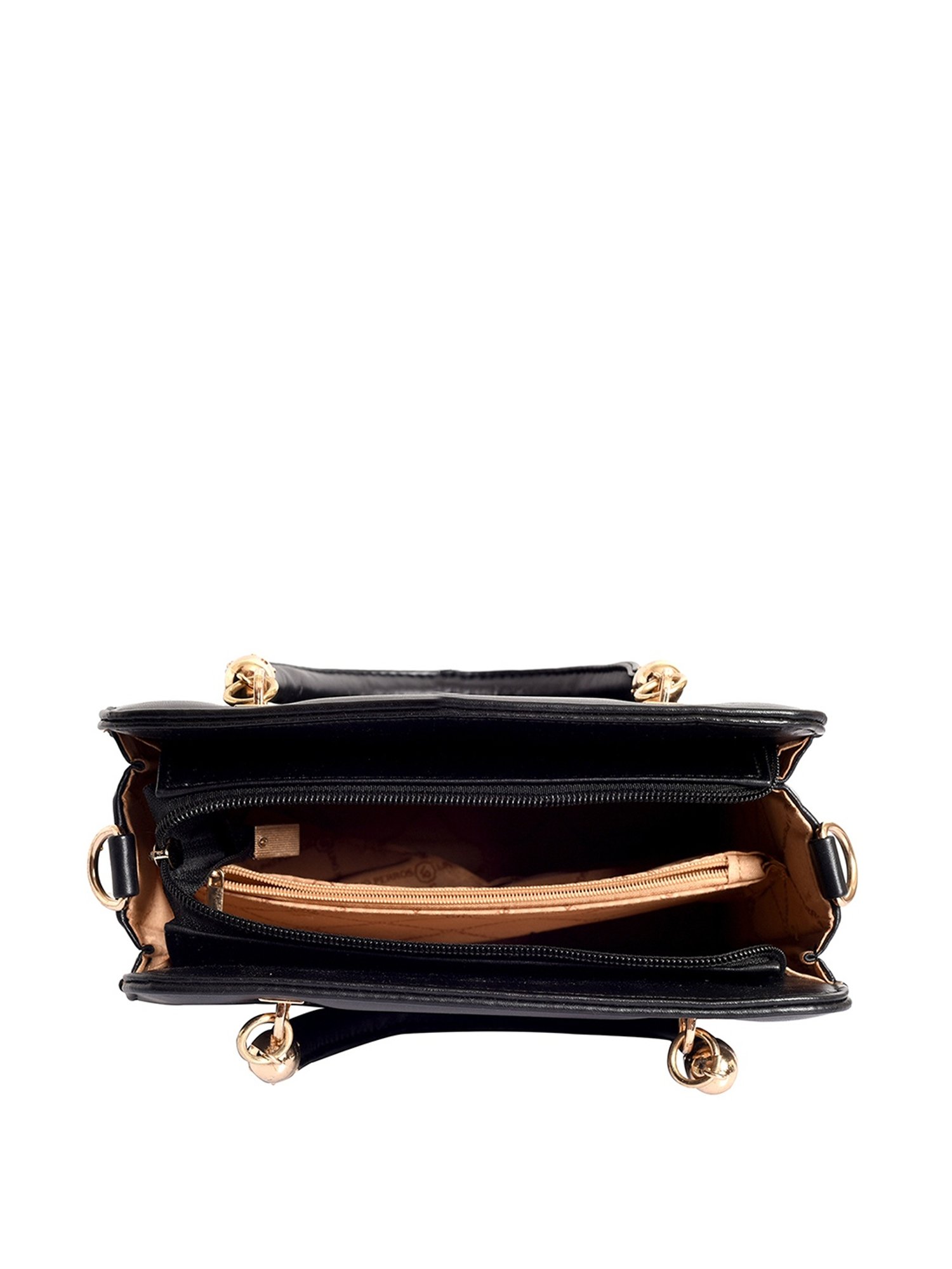 Lino Perros Core Black Textured Medium Handbag