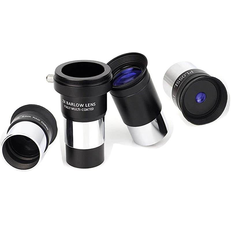 Telescope Eyepiece Multi Coated Telescopes Lens Telescope Accessory Kit with Barlow Lens for Standard 1.25 inches Filter Threads 4mm 10mm 25mm