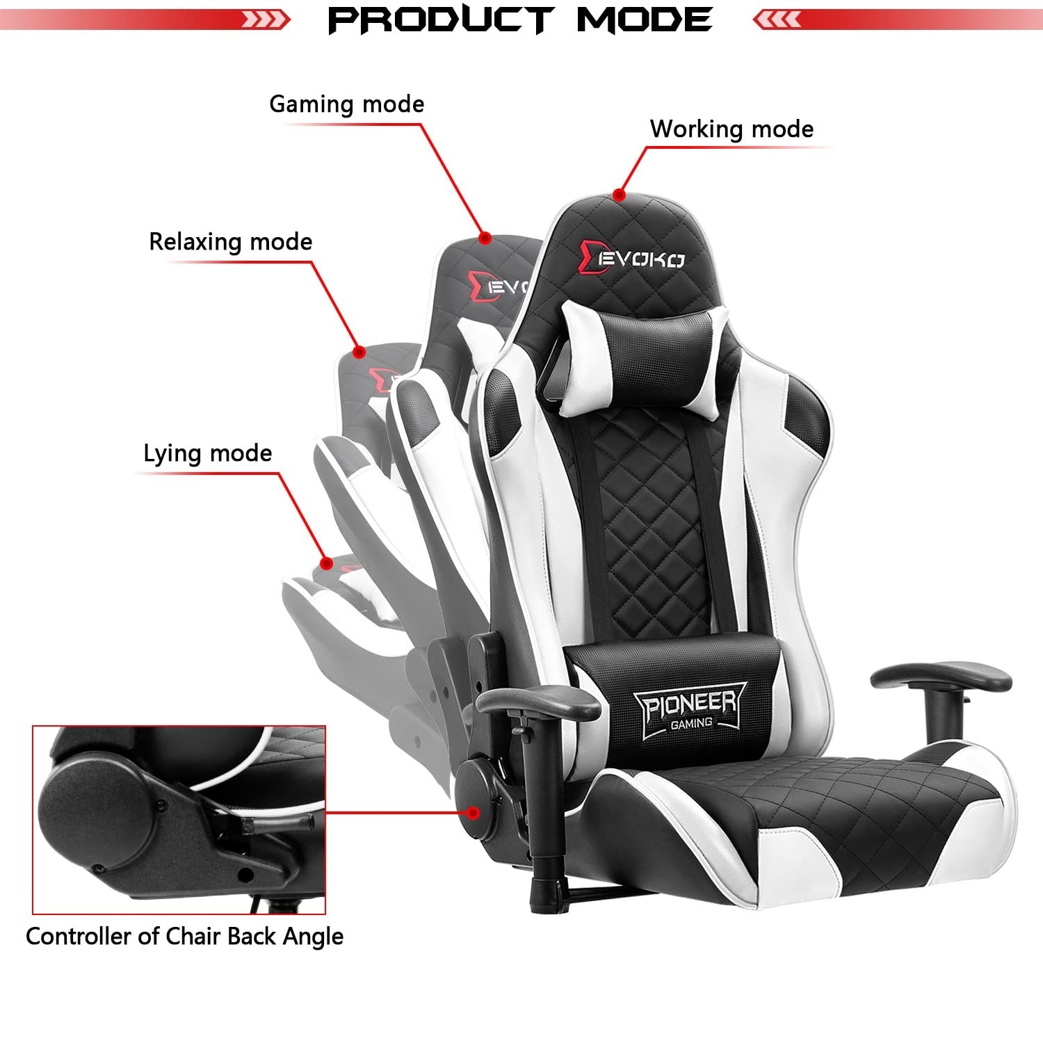 Gaming Chair, Racing Style Computer Desk Chair Padded Armrests Ergonomic Lumbar Support Adjustable Height