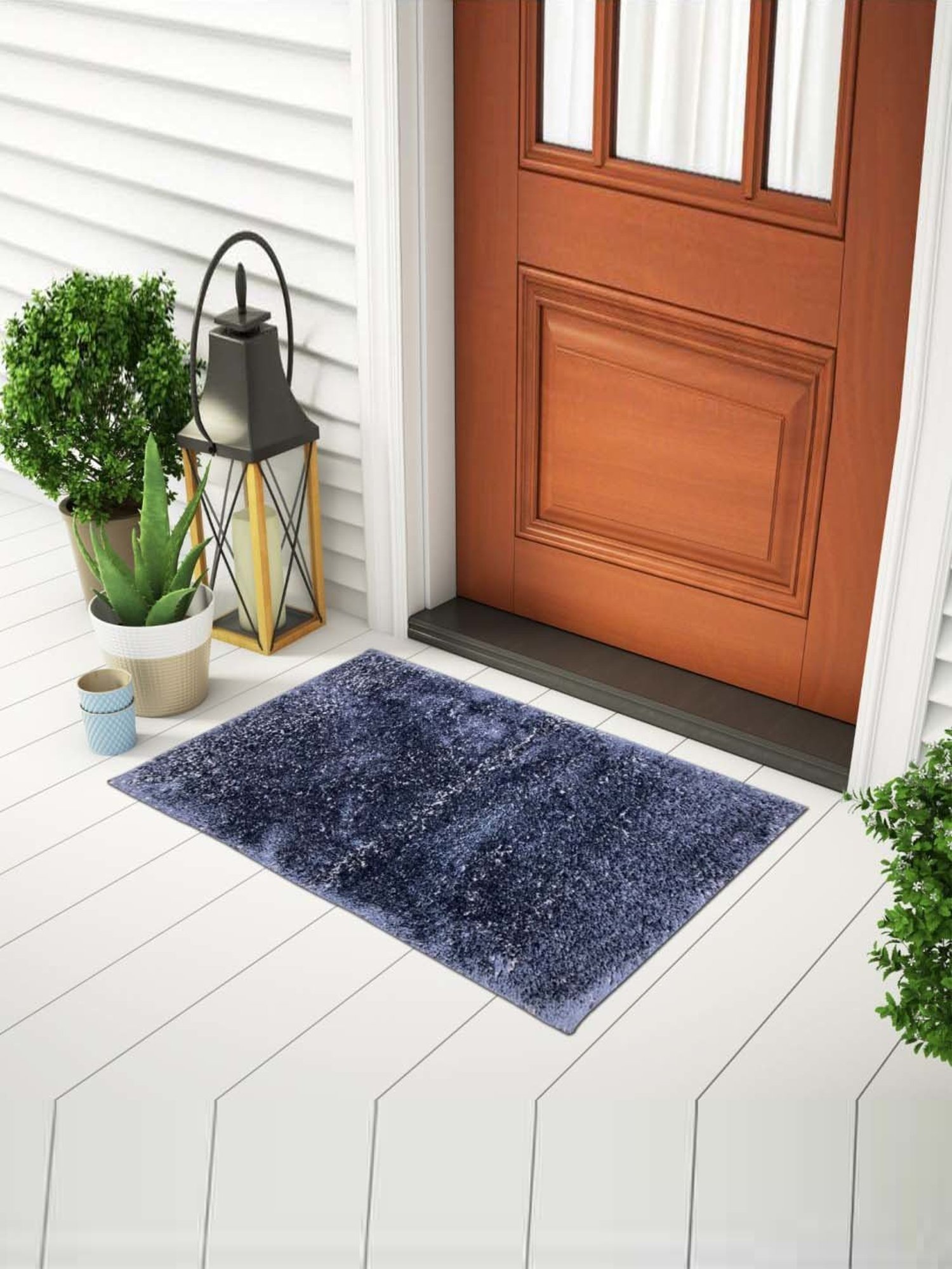 SPACES Dark Blue Acrylic Luxury Cushlon Drylon Large Foot Mat