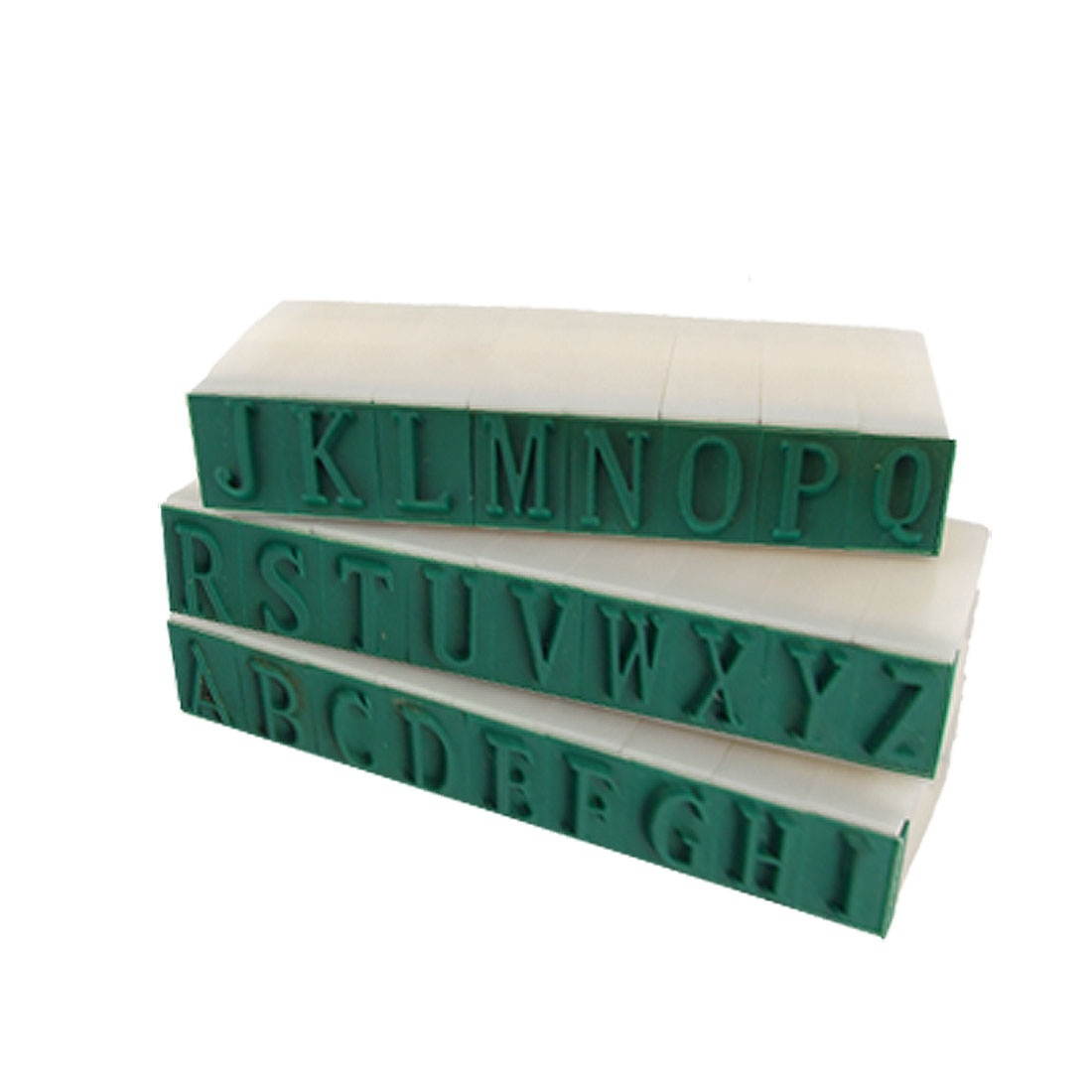 Global Bargains 26 Pcs Alphabet Part Hard Plastic Stamp Set White Cyan