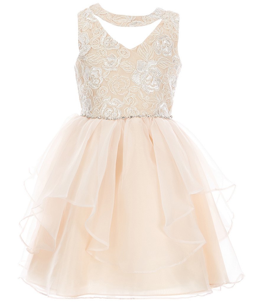 Bonnie Jean Big Girls 7-16 Sequin/Ombre Handkerchief-Hem Dress