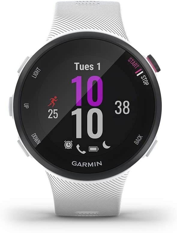 Garmin Forerunner 45S, 39mm Easy-to-use GPS Running Watch with Coach Free Training Plan Support, White & HRM-Dual Heart Rate Monitor