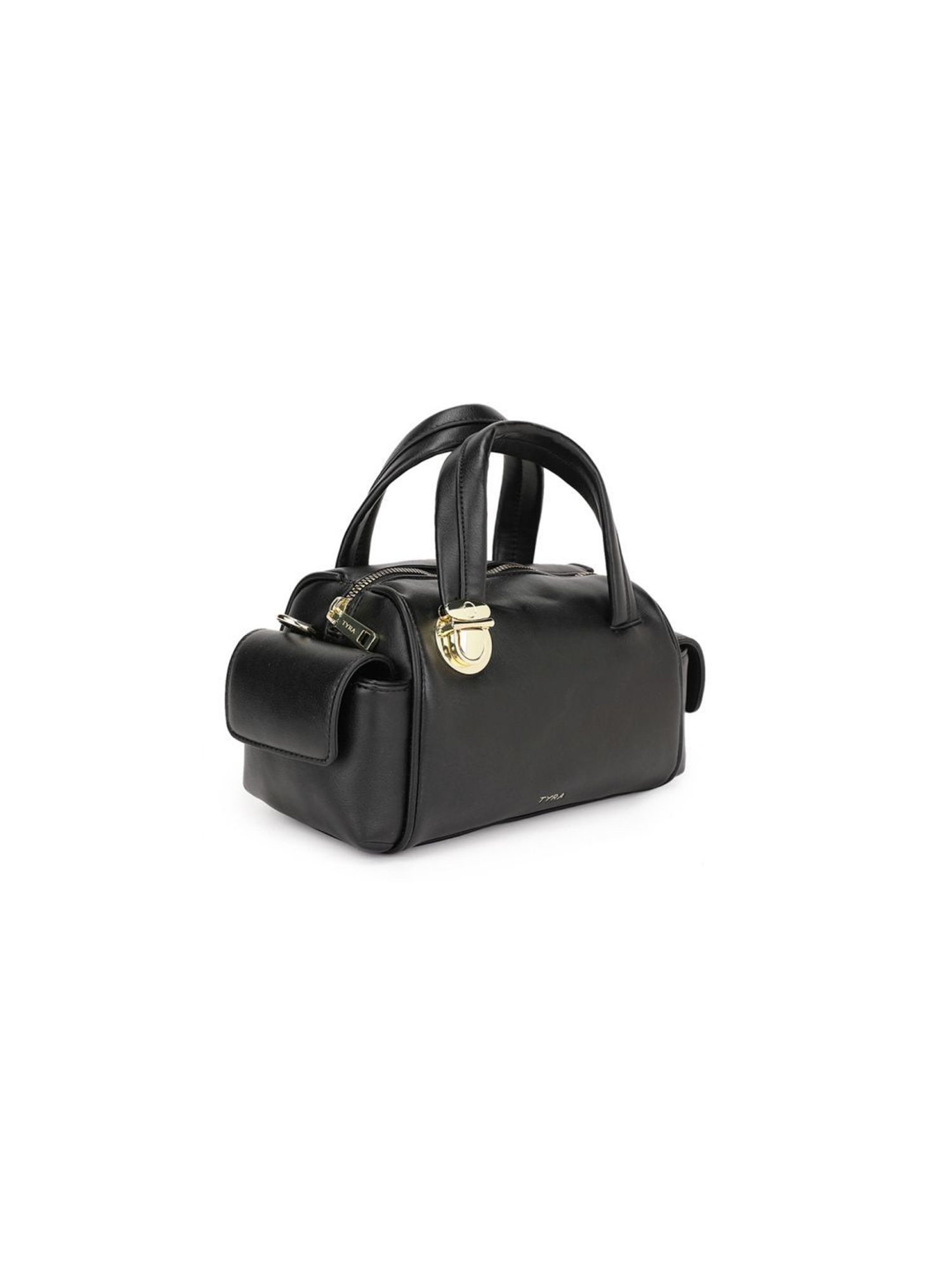 Tyra Sofia Black Solid Faux Leather Handbag